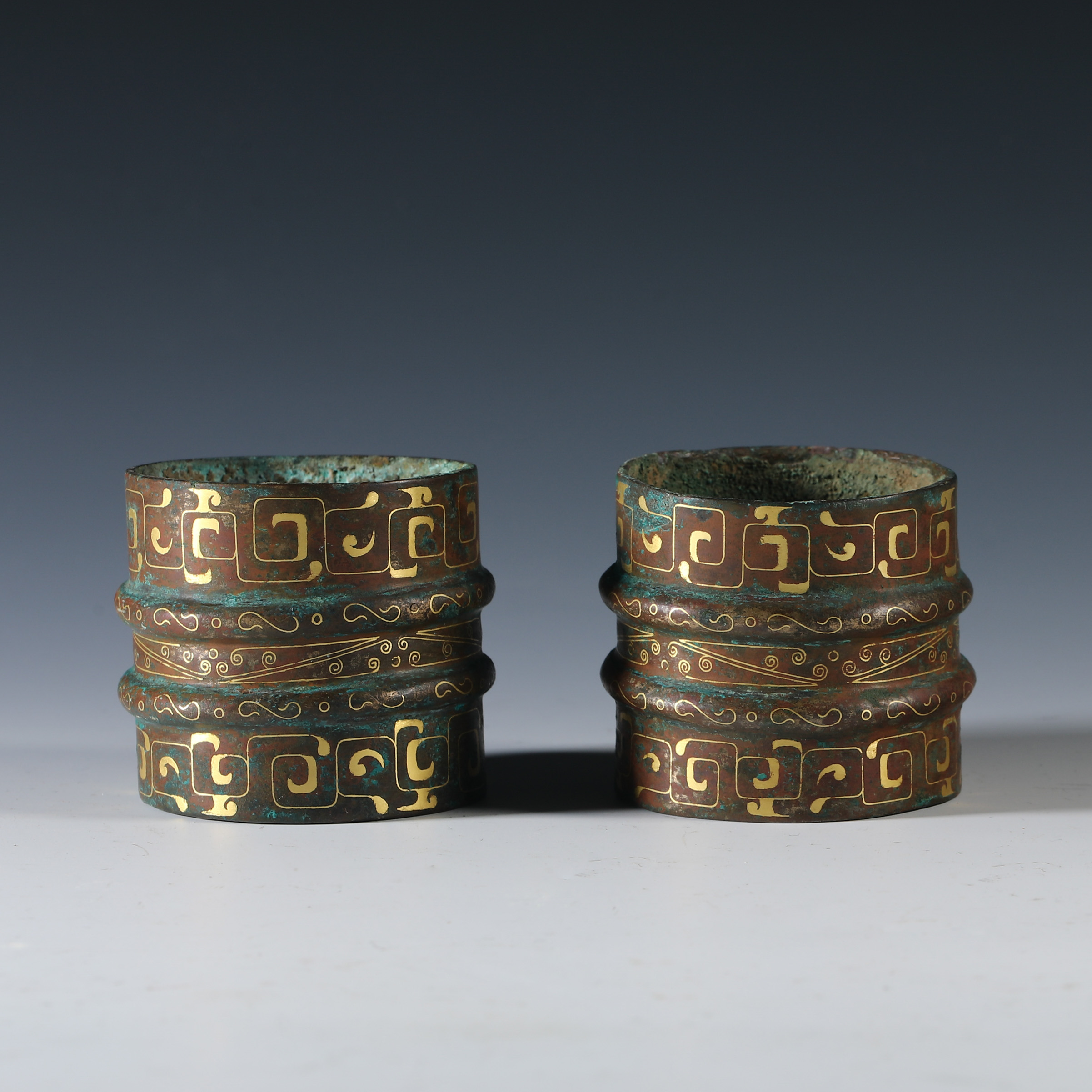 A group of copper and gold components  from the Han dynasty 