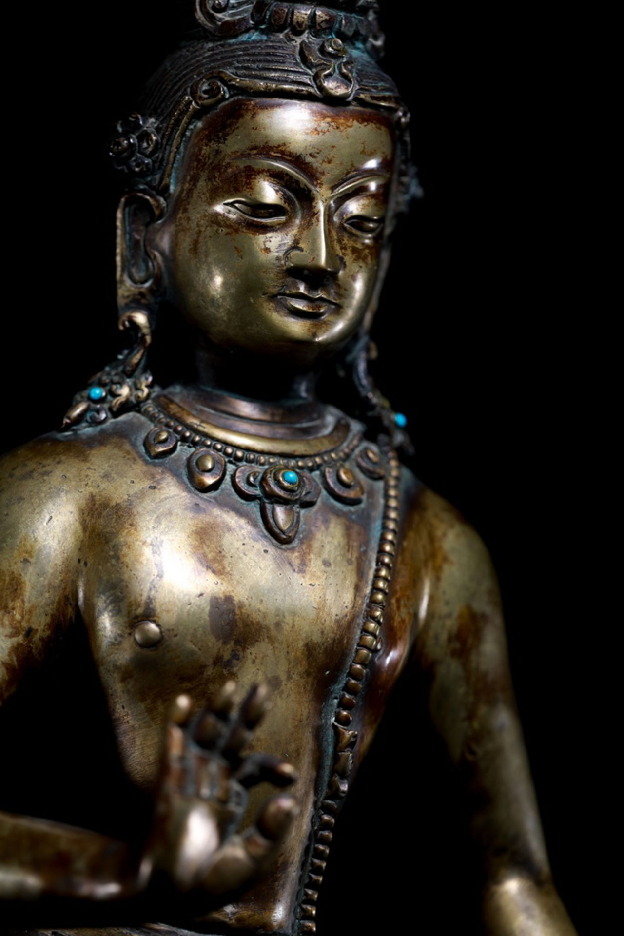 Kashmiri Style alloy bronze lotus hand Bodhisattva from the 13th century - Image 7 of 16