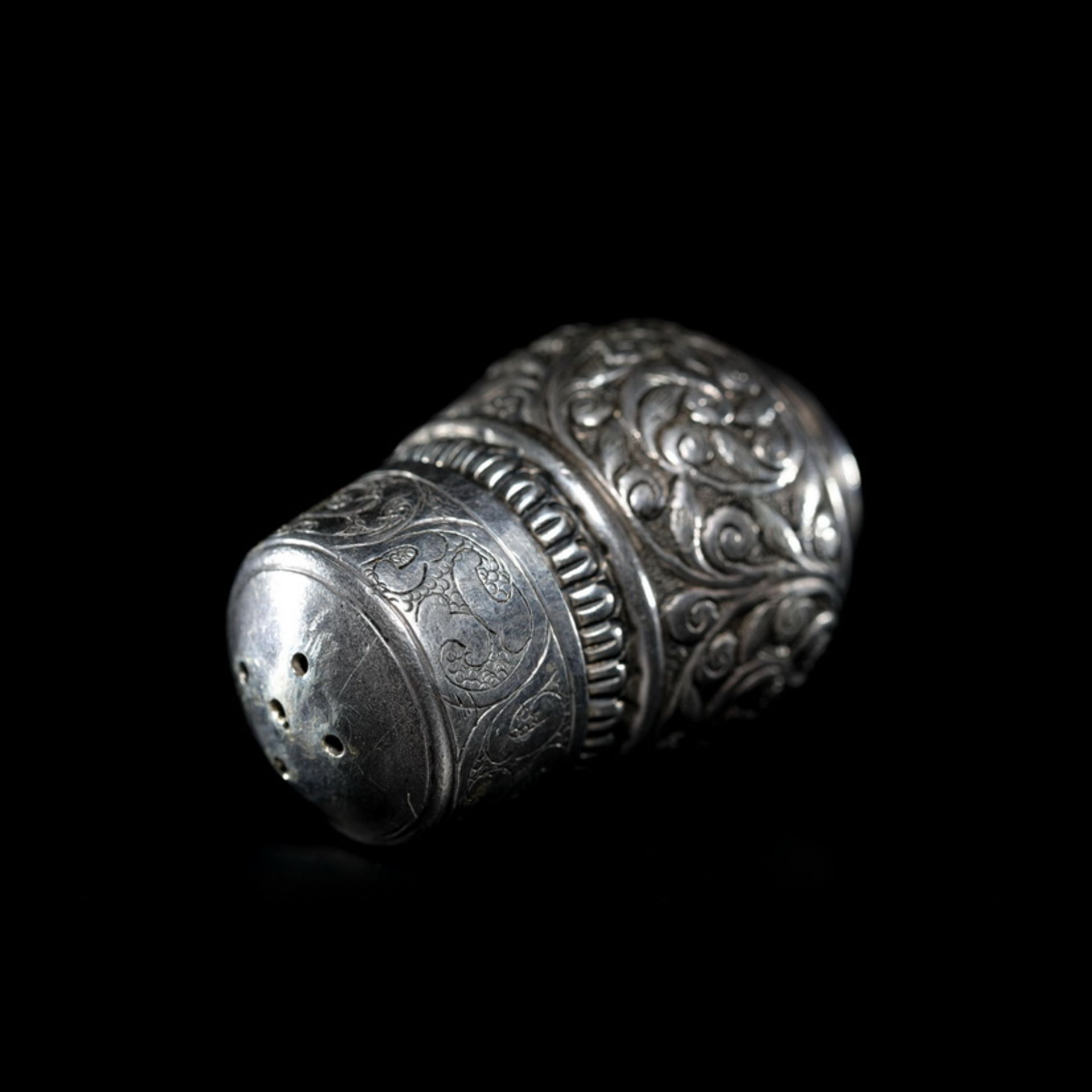 Wrapped branch lotus pattern Solid silver bottle from India - Image 2 of 6