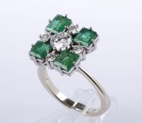 Smaragd-Diamant-Ring Weißgold 750.