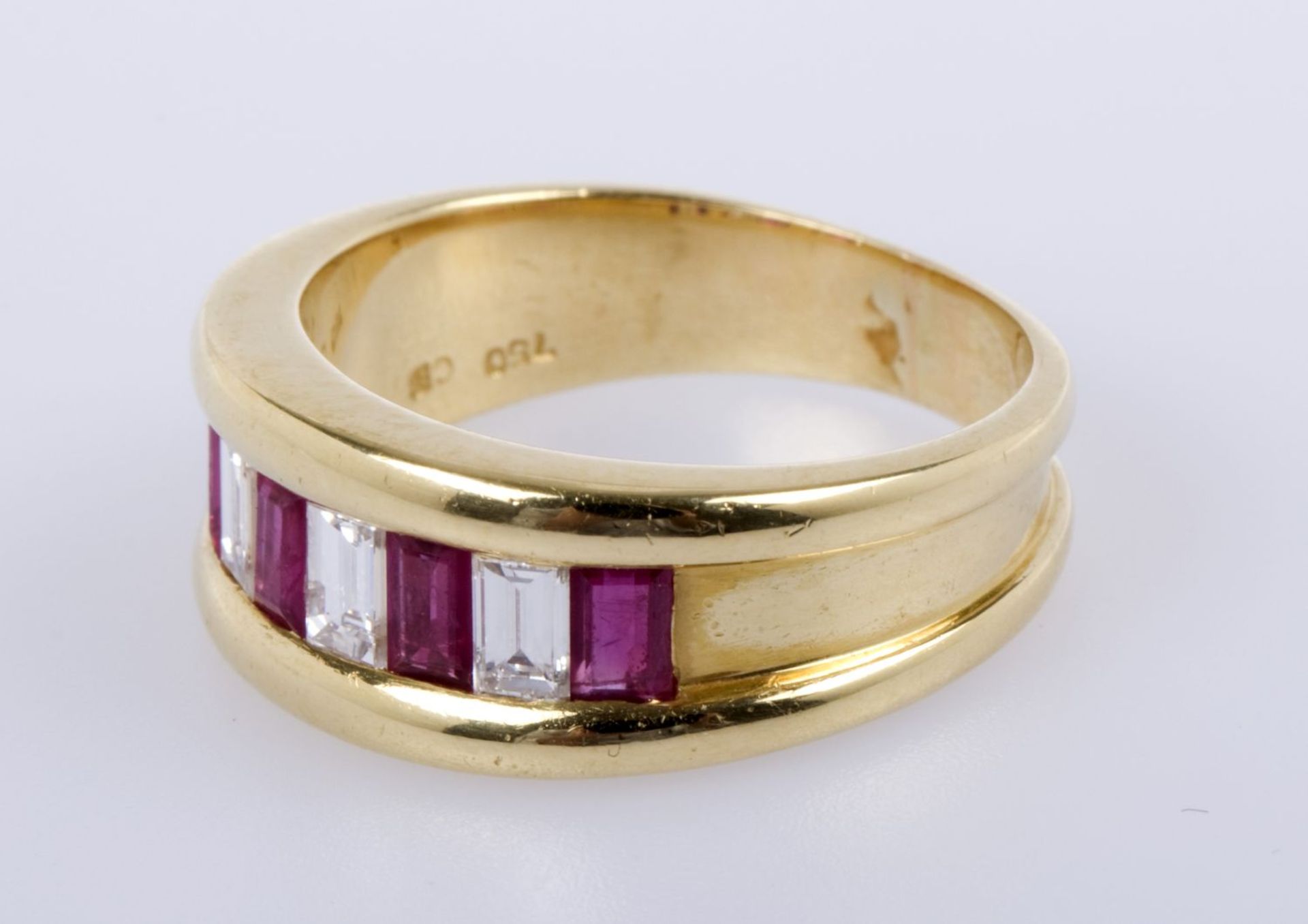 Rubin-Diamant-Ring Gelbgold 750. - Bild 3 aus 3
