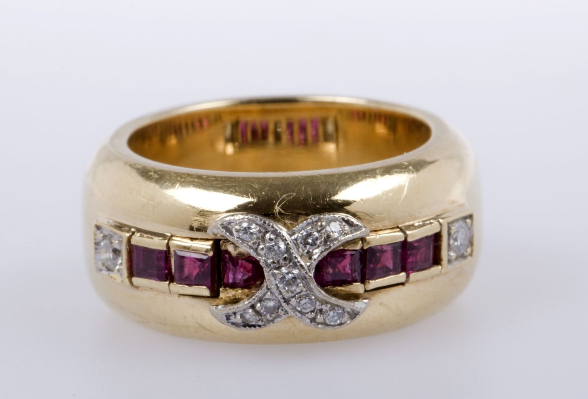 Diamant-Rubin-Ring Gelbgold und - Bild 2 aus 3
