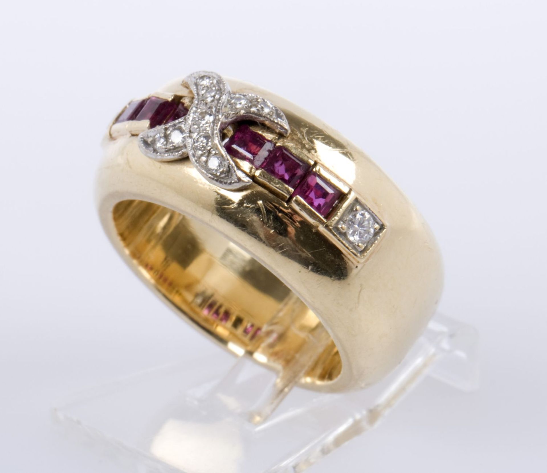 Diamant-Rubin-Ring Gelbgold und