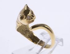 Ring in Form einer Katze Gelbgold 750.