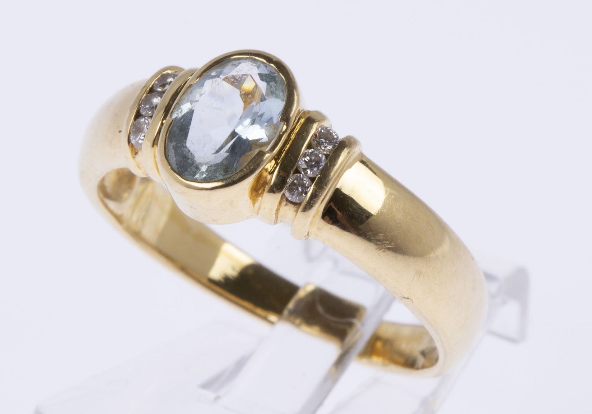 Aquamarin-Brillant-Ring Gelbgold 750.