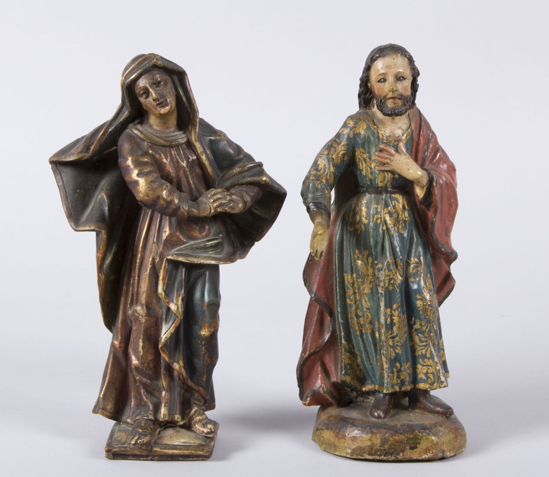 Zwei Heiligenfiguren Holz, geschnitzt.