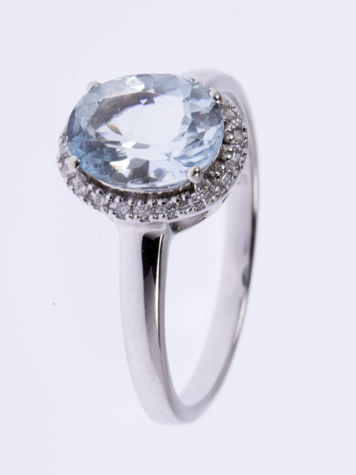 Aquamarin-Diamant-Ring Weißgold 585. - Bild 3 aus 3