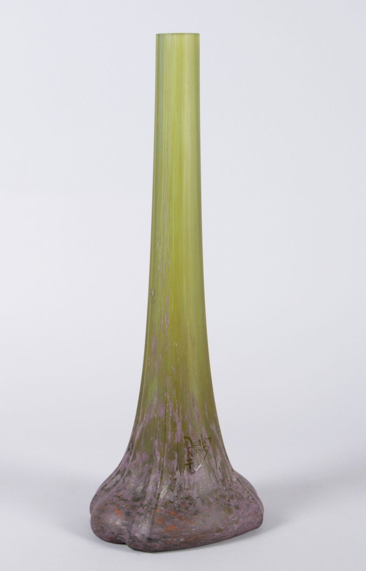 Jugendstil-Vase Farbloses Glas, grün