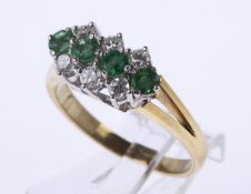 Smaragd-Brillant-Ring Gelbgold und