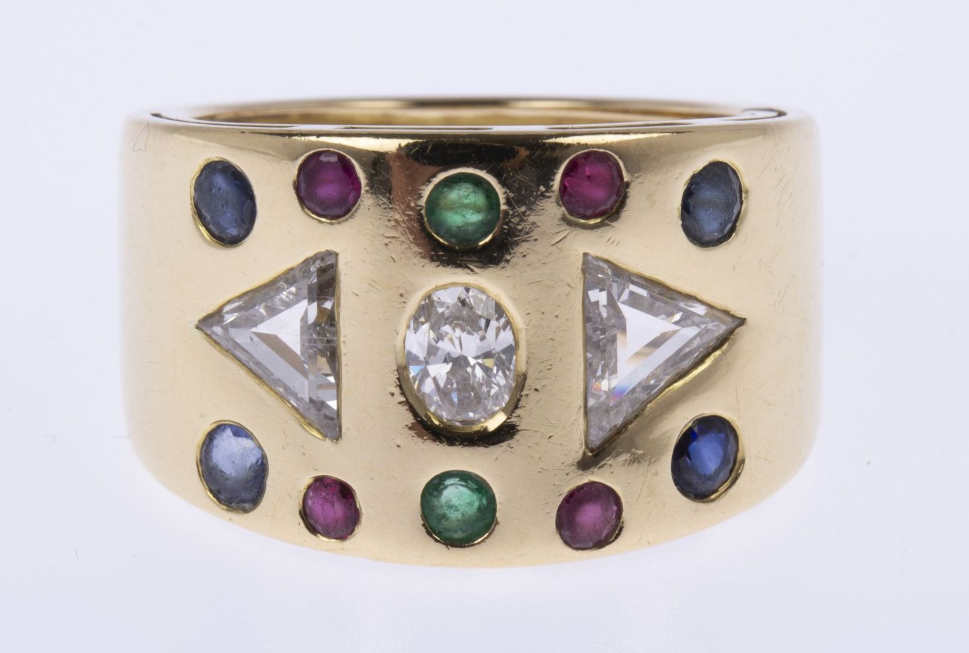 Diamant-Farbstein-Ring Gelbgold 750. - Bild 2 aus 3