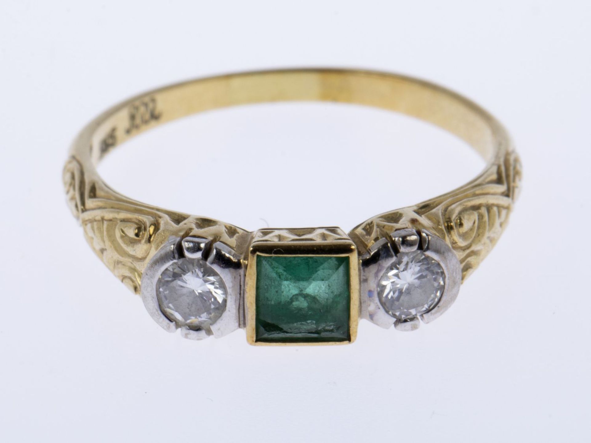 Zarter Brillant-Smaragd-Ring Gelbgold - Image 2 of 2