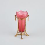 Jugendstil-Vase Rotes Glas, leicht