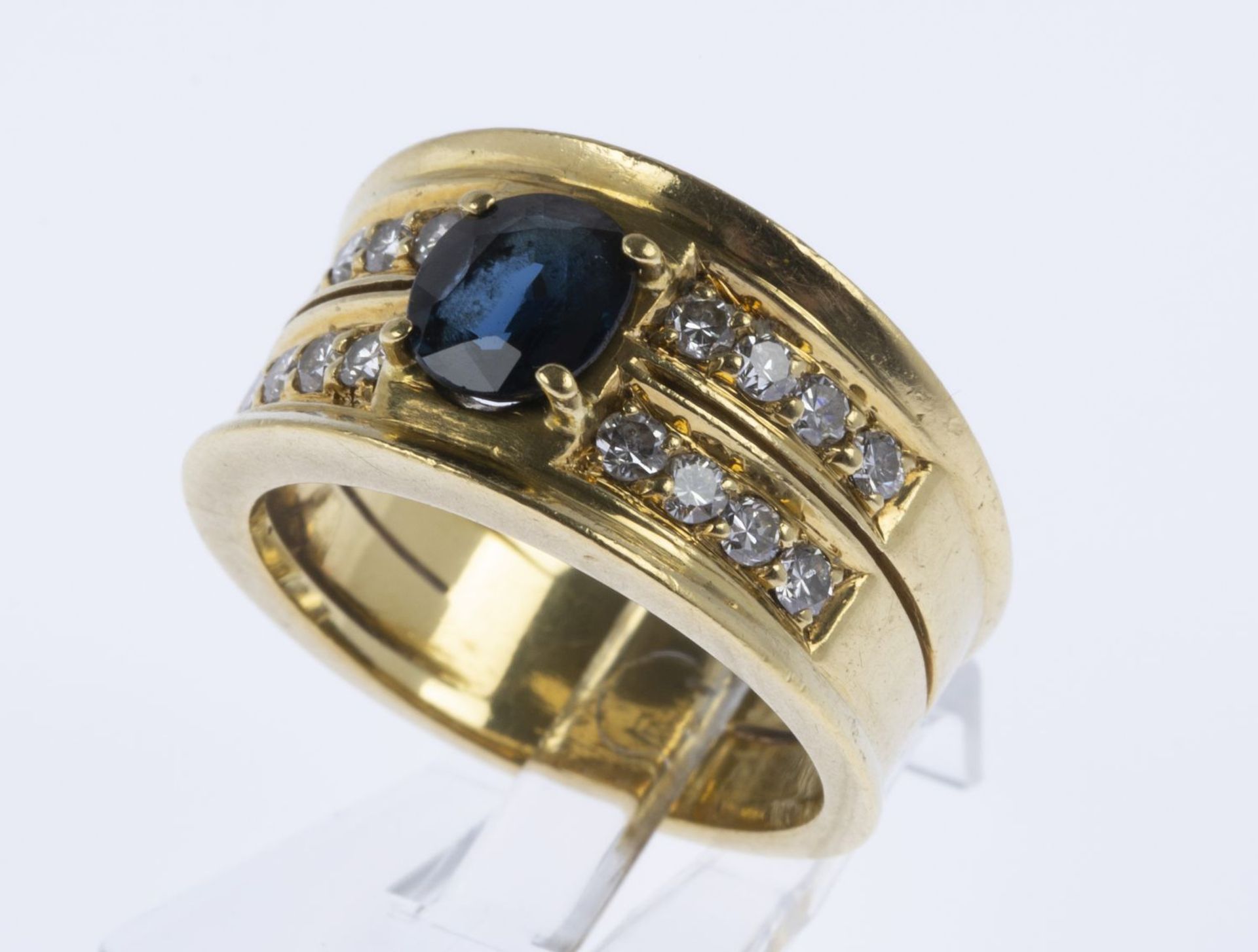 Saphir-Brillant-Ring Gelbgold 750.
