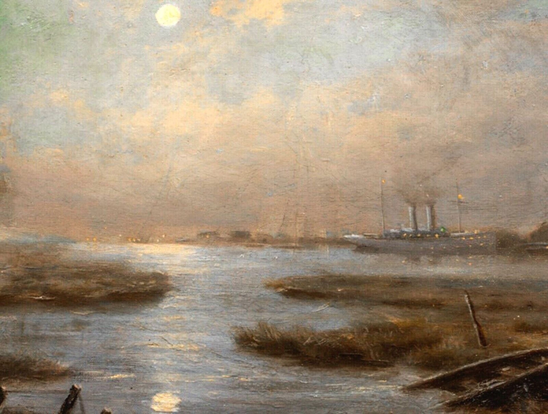 MOONLIT VIEW OF THE THAMES OIL PAINTING - Image 3 of 11