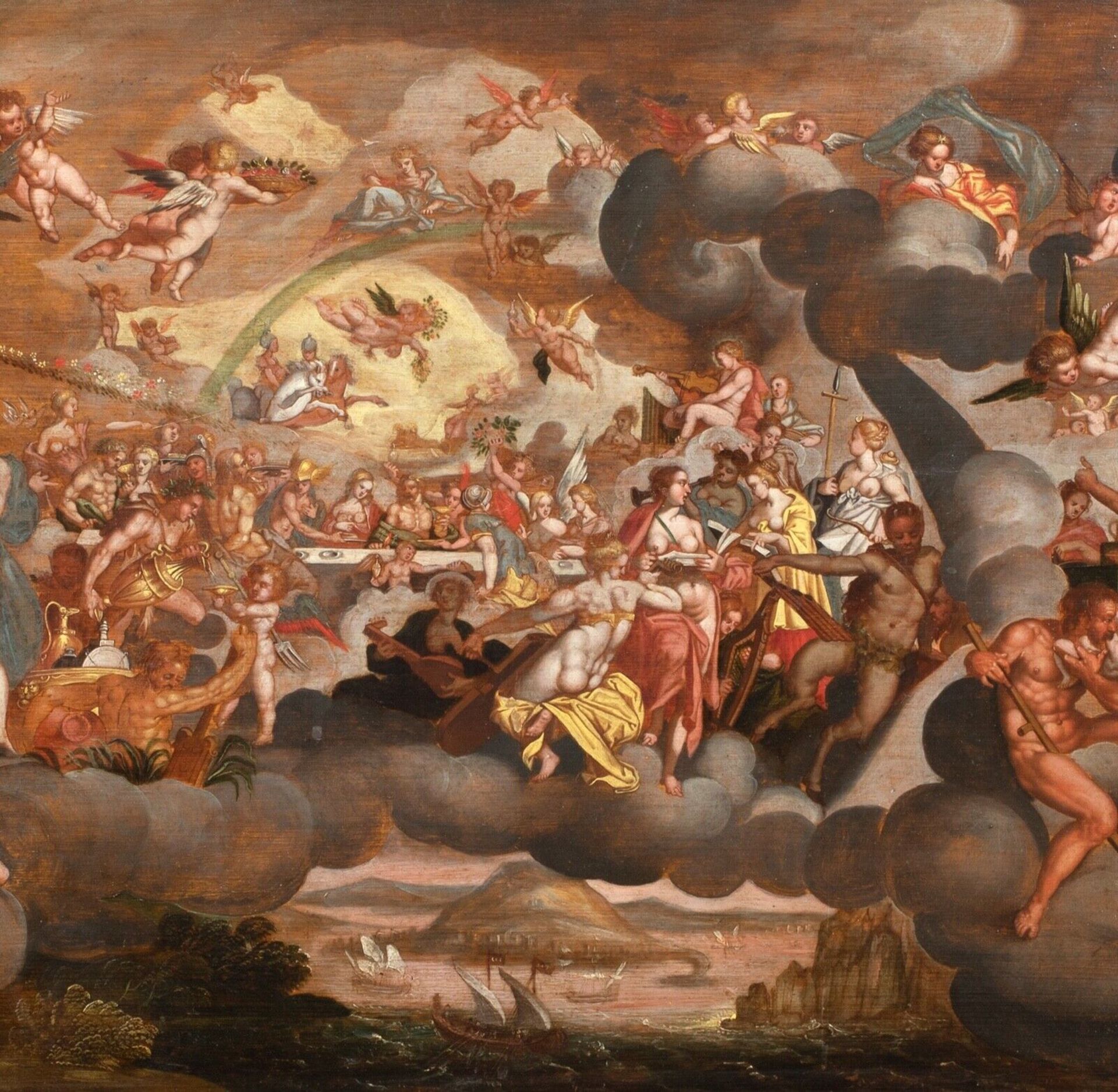 THE FEAST OF THE GODS AT THE WEDDING OF CUPID AND PSYCHE OIL PAINTING - Image 7 of 10