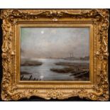 MOONLIT VIEW OF THE THAMES OIL PAINTING