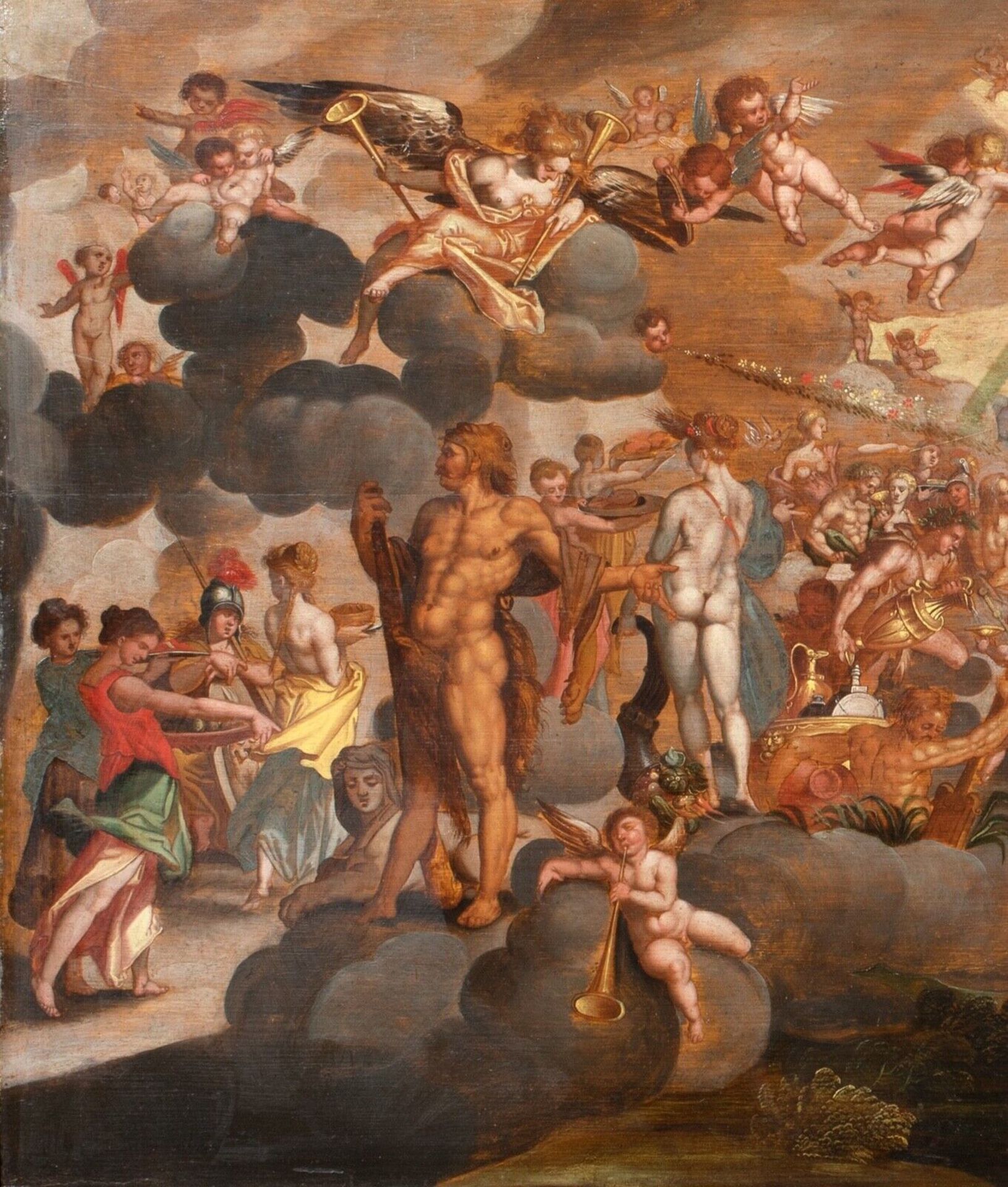 THE FEAST OF THE GODS AT THE WEDDING OF CUPID AND PSYCHE OIL PAINTING - Image 6 of 10