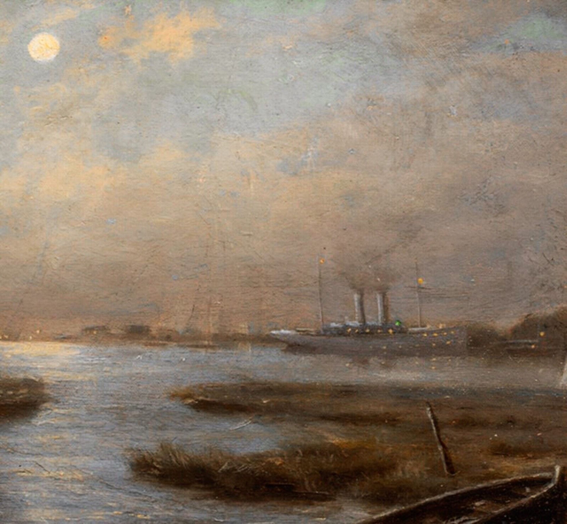 MOONLIT VIEW OF THE THAMES OIL PAINTING - Image 5 of 11