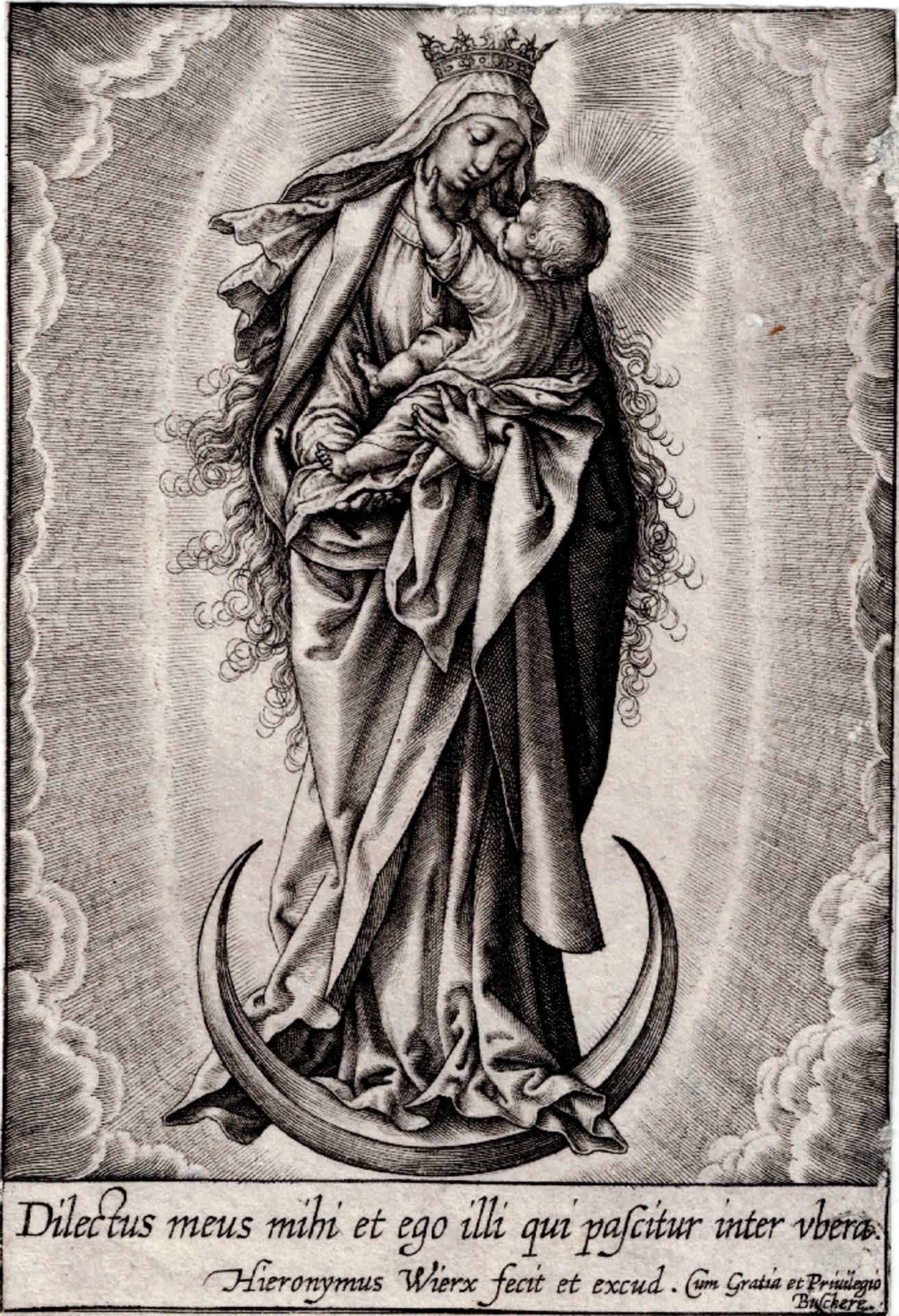 Hieronymus Wierix (1553-1619) - Madonna on the crescent moon