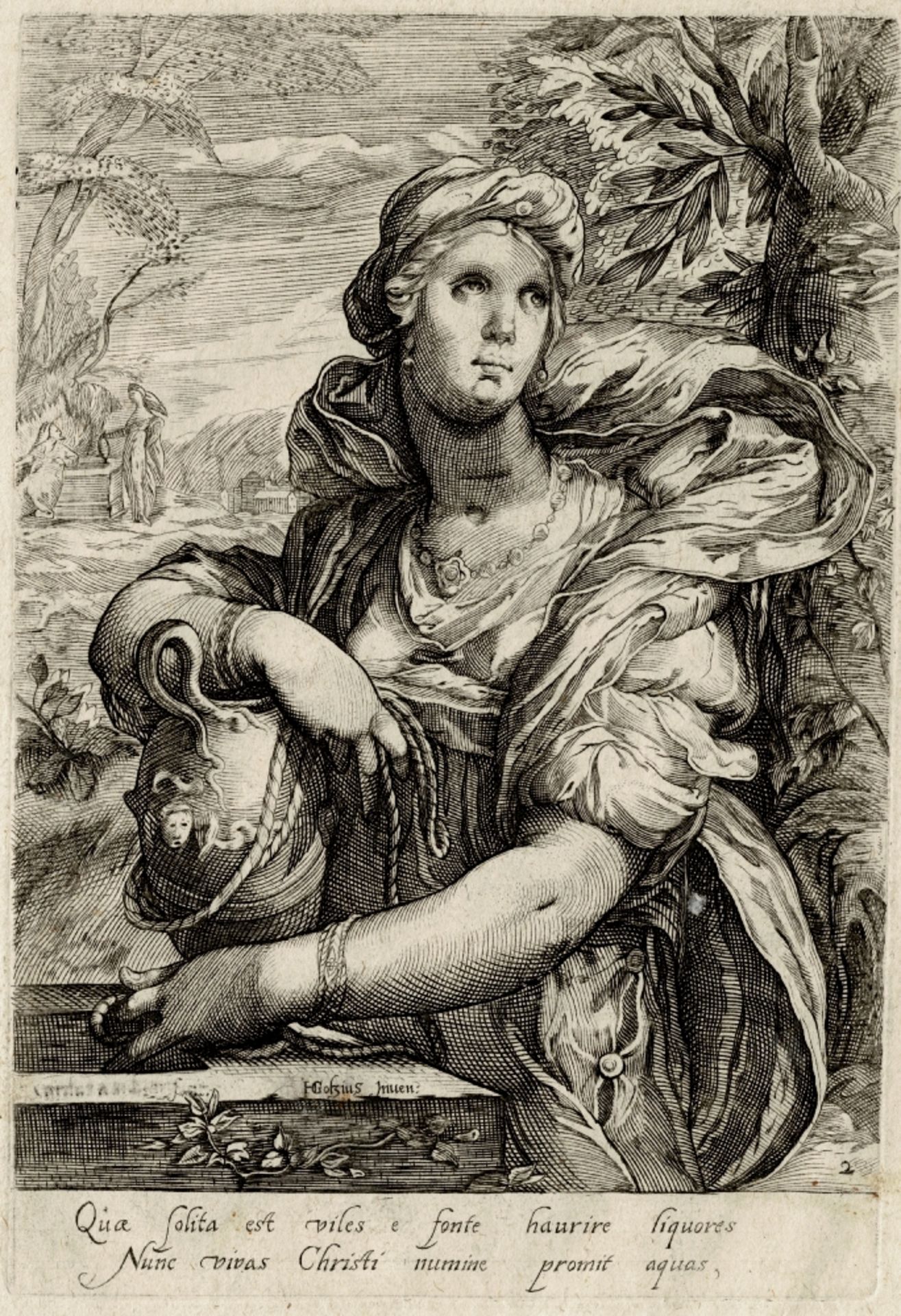 The Samaritan woman - Goltzius design by Karel van Sichem - C.1610