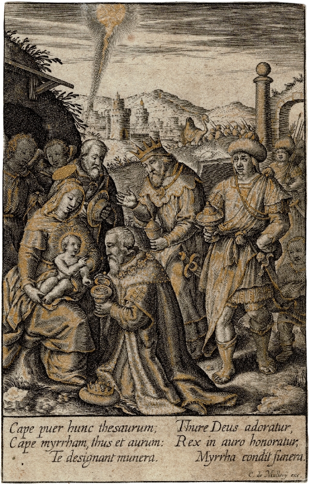 Wierix, de Mallery - Exceptional gilded adoration of the Magi