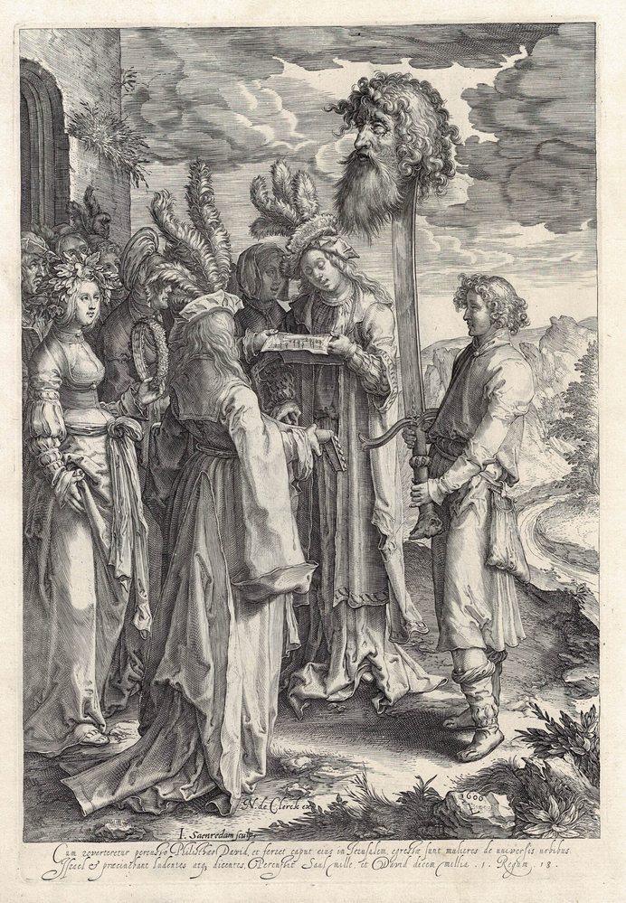 Triumphant David with the head of Goliath, Lucas van Leyden, Jan Saenredam, Nicolaes de Clerck