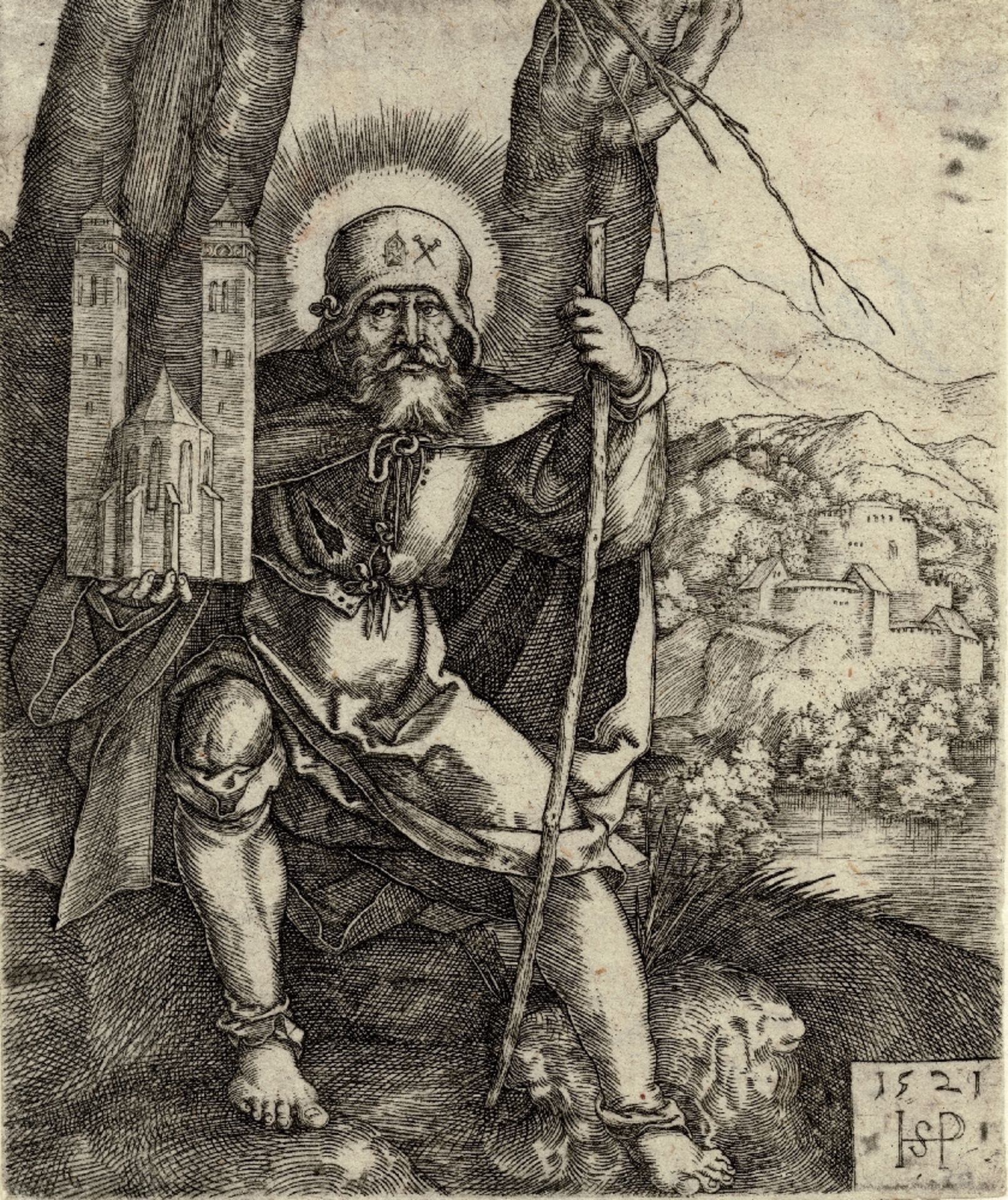 Hans Sebald Beham - St Sebald with church model - 1521