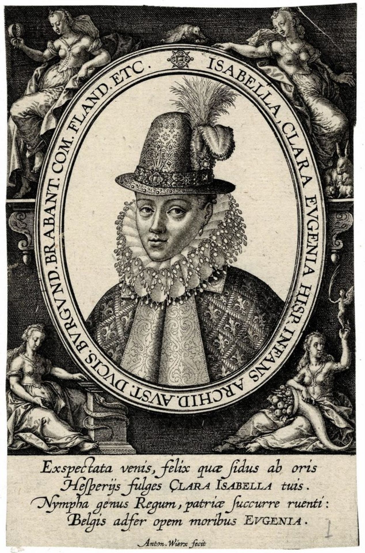 Portrait of Isabella Clara Eugenia, archduchess of Austria, Burgundy, Brabant, Flandren...,  Anton W