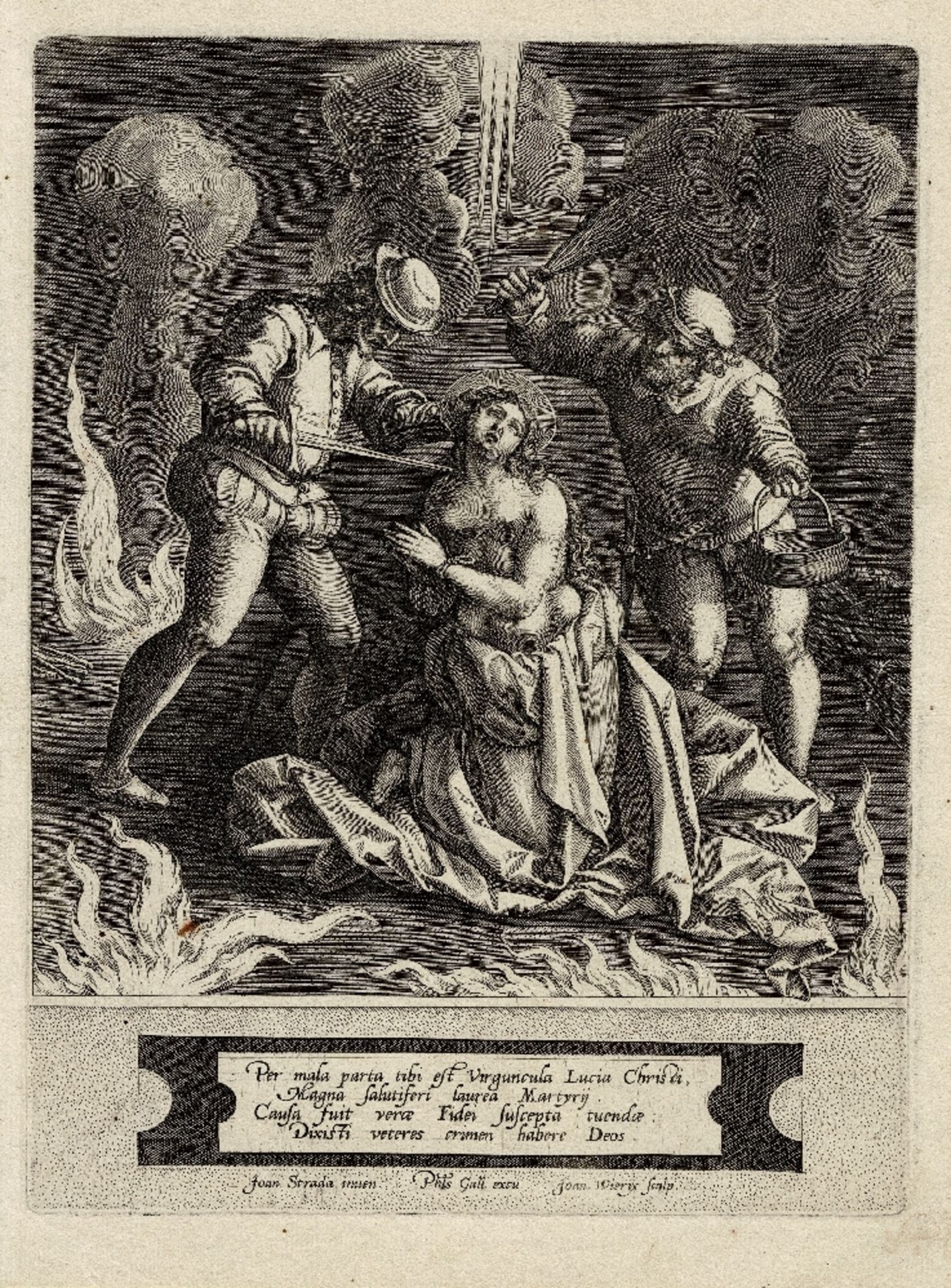 Johannes Wierix (1539-1620) - The Martyrdom of  St. Lucia