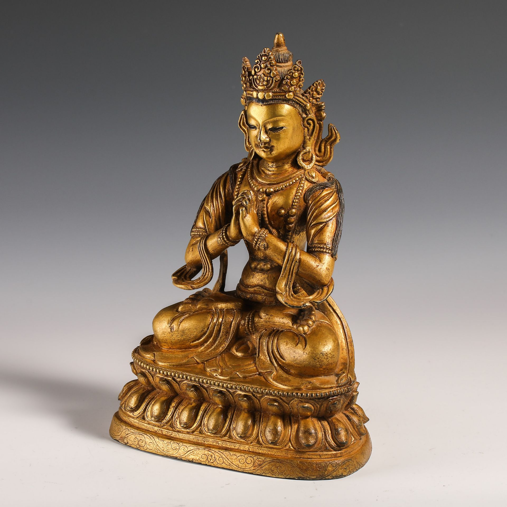 18th Century Gilt Bronze Buddha Statue - Bild 7 aus 11