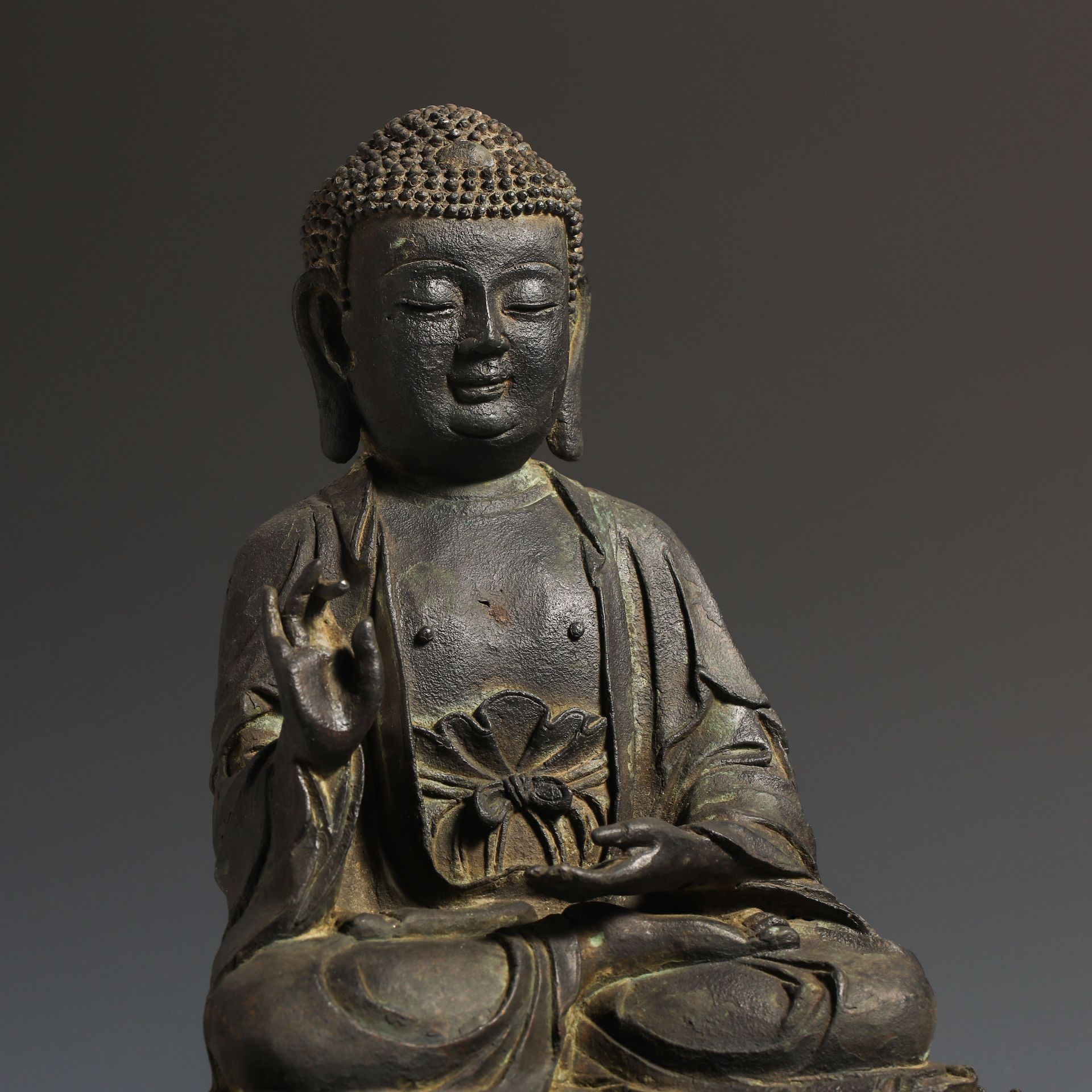 18th Century Han Bronze Buddha Statue - Image 9 of 13