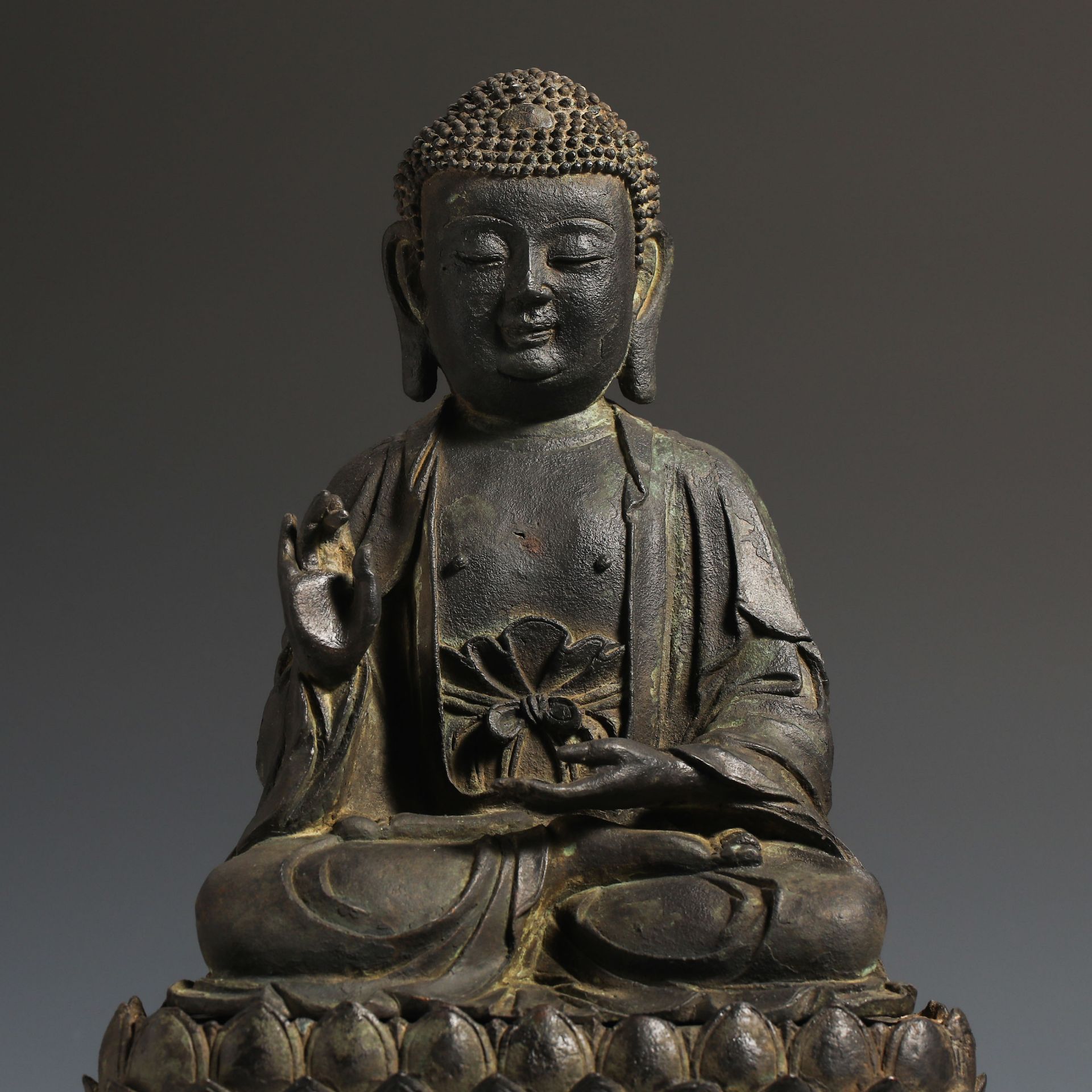 18th Century Han Bronze Buddha Statue - Image 2 of 13