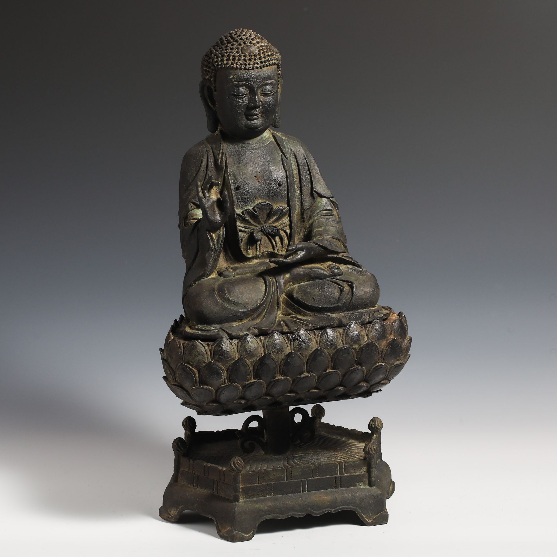 18th Century Han Bronze Buddha Statue - Image 8 of 13