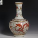 19th Century Pastel Vase with Dragon and Phoenix Pattern