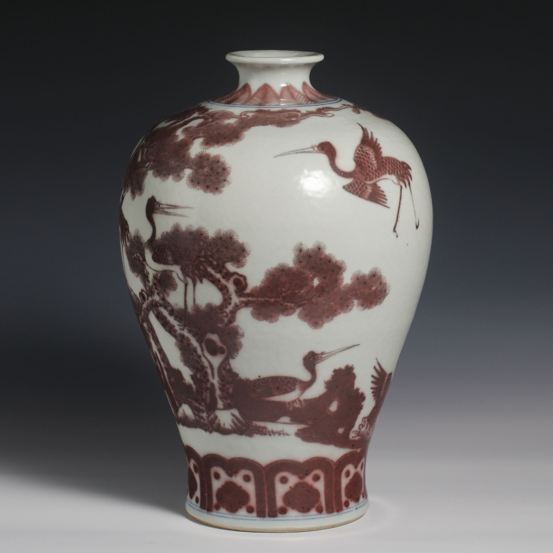 18th Century Underglaze Red Pine, Bamboo and Plum Vase - Image 4 of 10