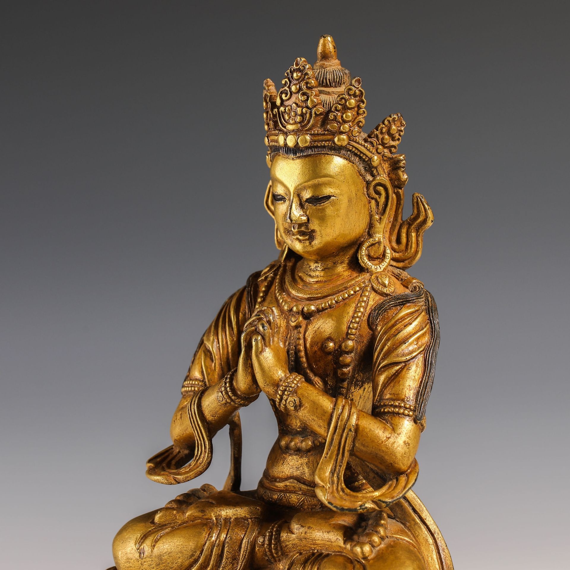 18th Century Gilt Bronze Buddha Statue - Bild 8 aus 11