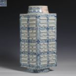 Eighteenth Century Blue and White Bagua Cong Vase