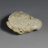Qing Dynasty Hetian White Jade Seed Lotus Ornament