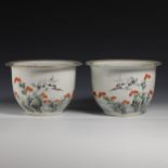 Pair of 19th Century Pastel Pots
