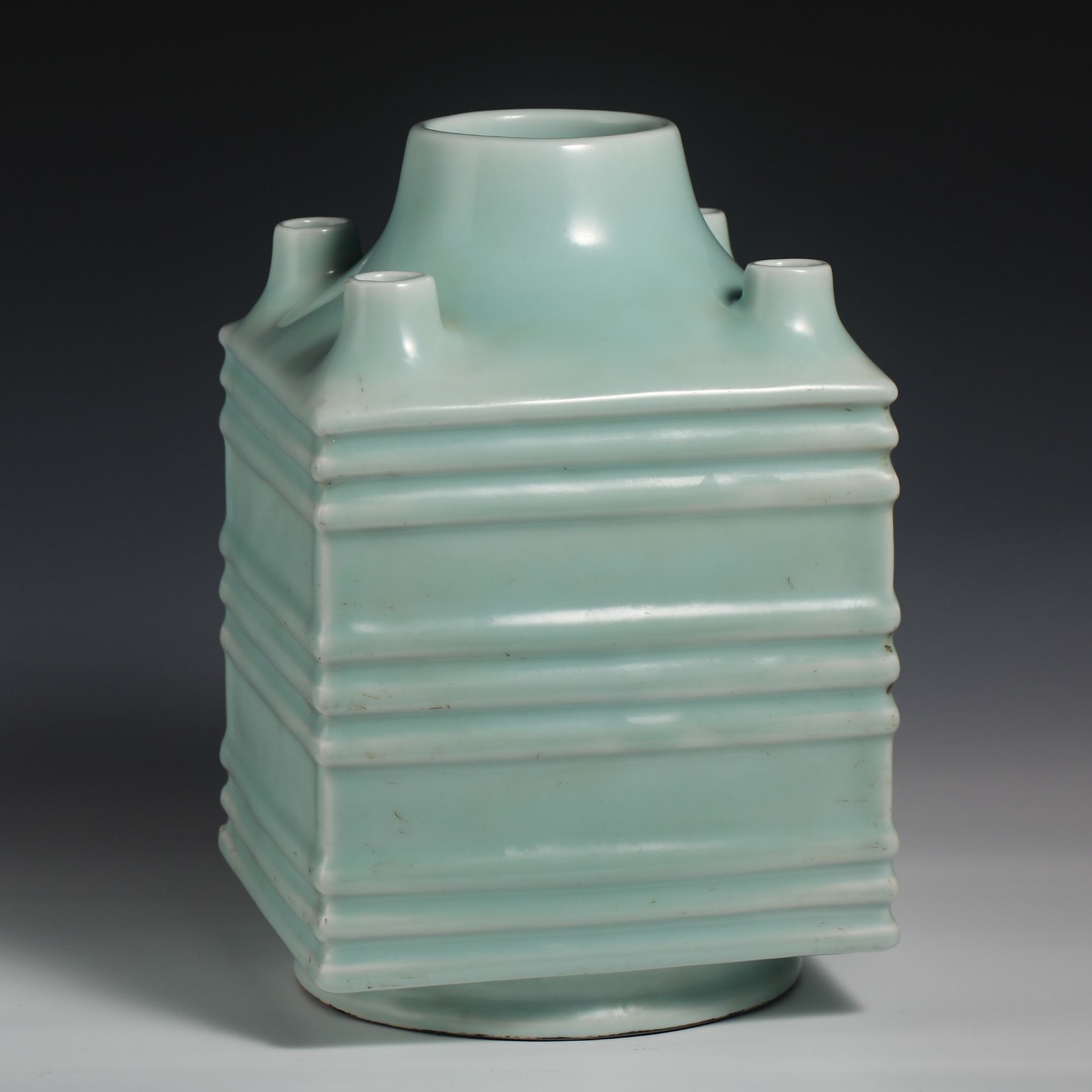 18th Century Bean Green Glazed Five-hole Zun - Bild 3 aus 9