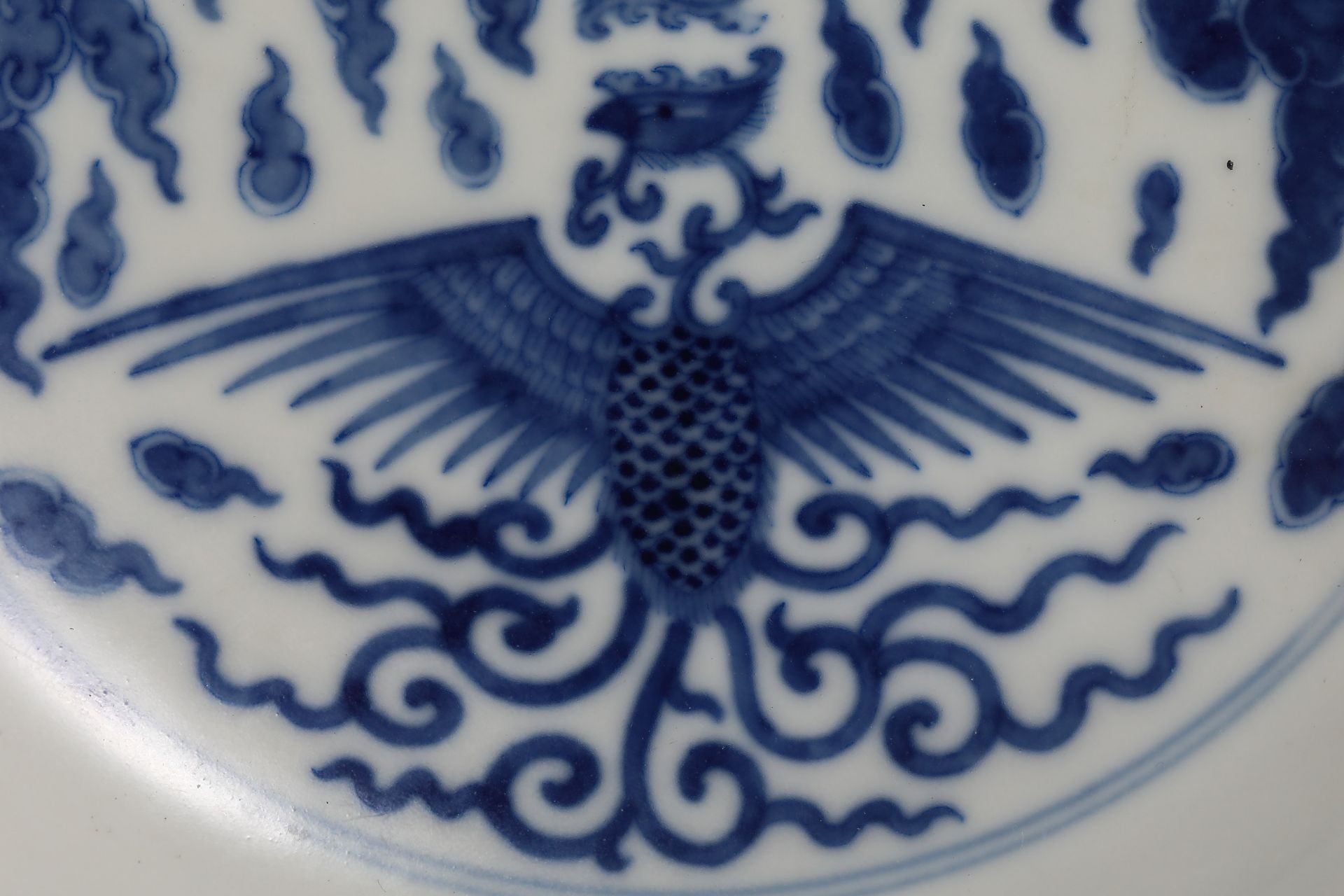 18th Century Blue and White Double Phoenix Pattern Appreciation Plate - Bild 5 aus 9
