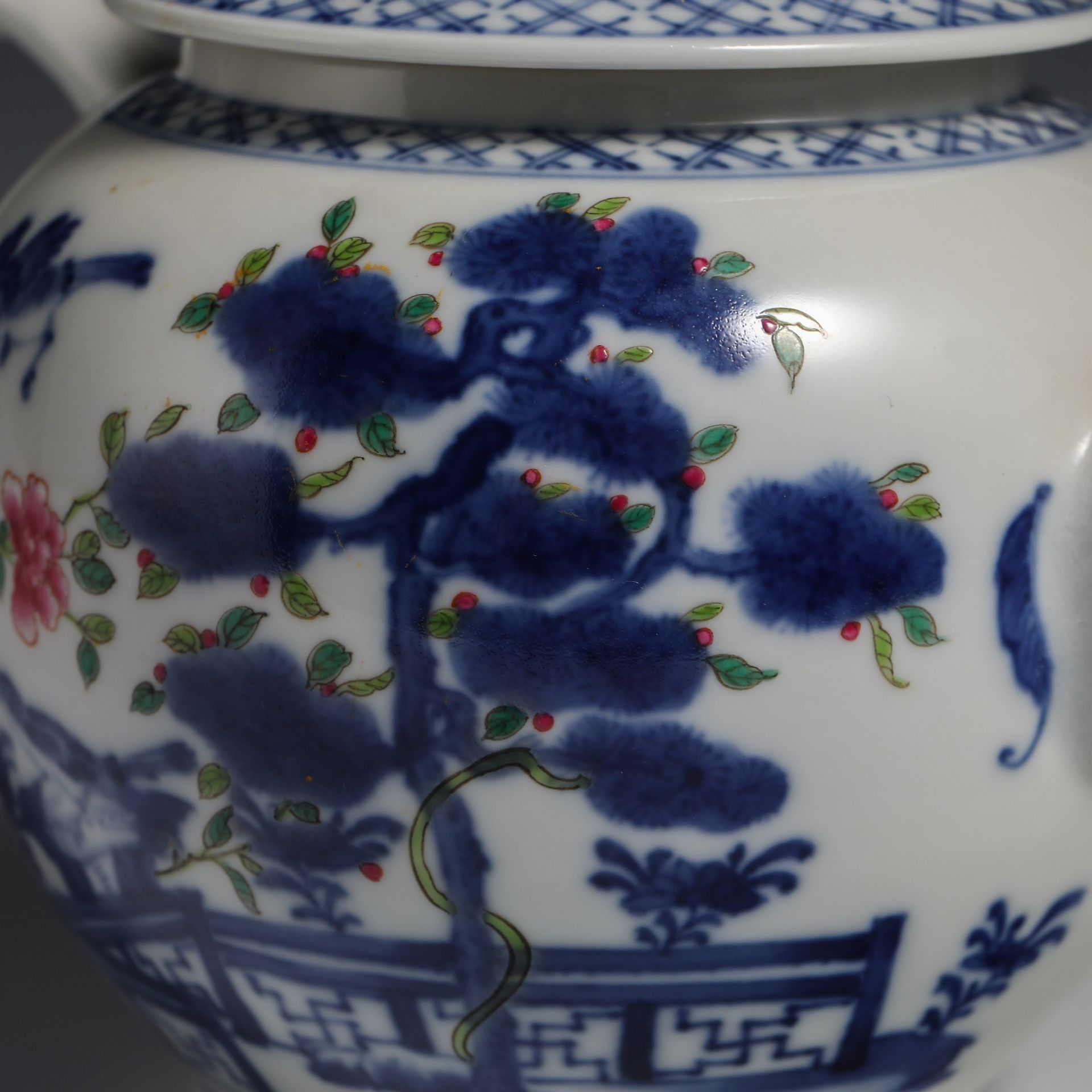Eighteenth Century Blue and White Figure Teapot - Image 3 of 10