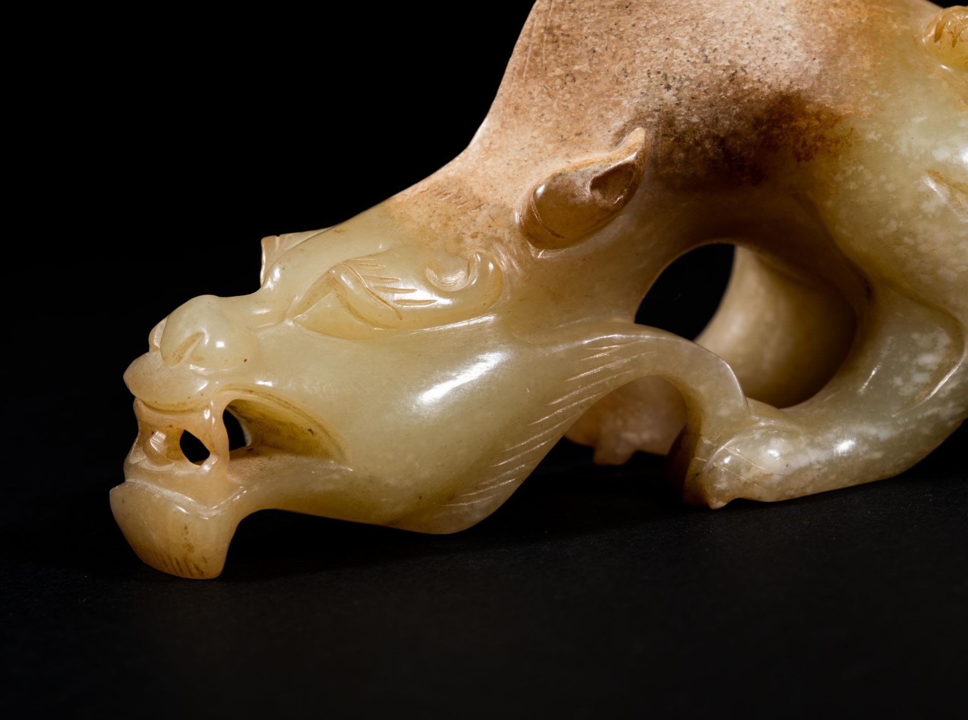 Chinese Han Dynasty Hetian Jade Child and Mother Beast - Image 6 of 7