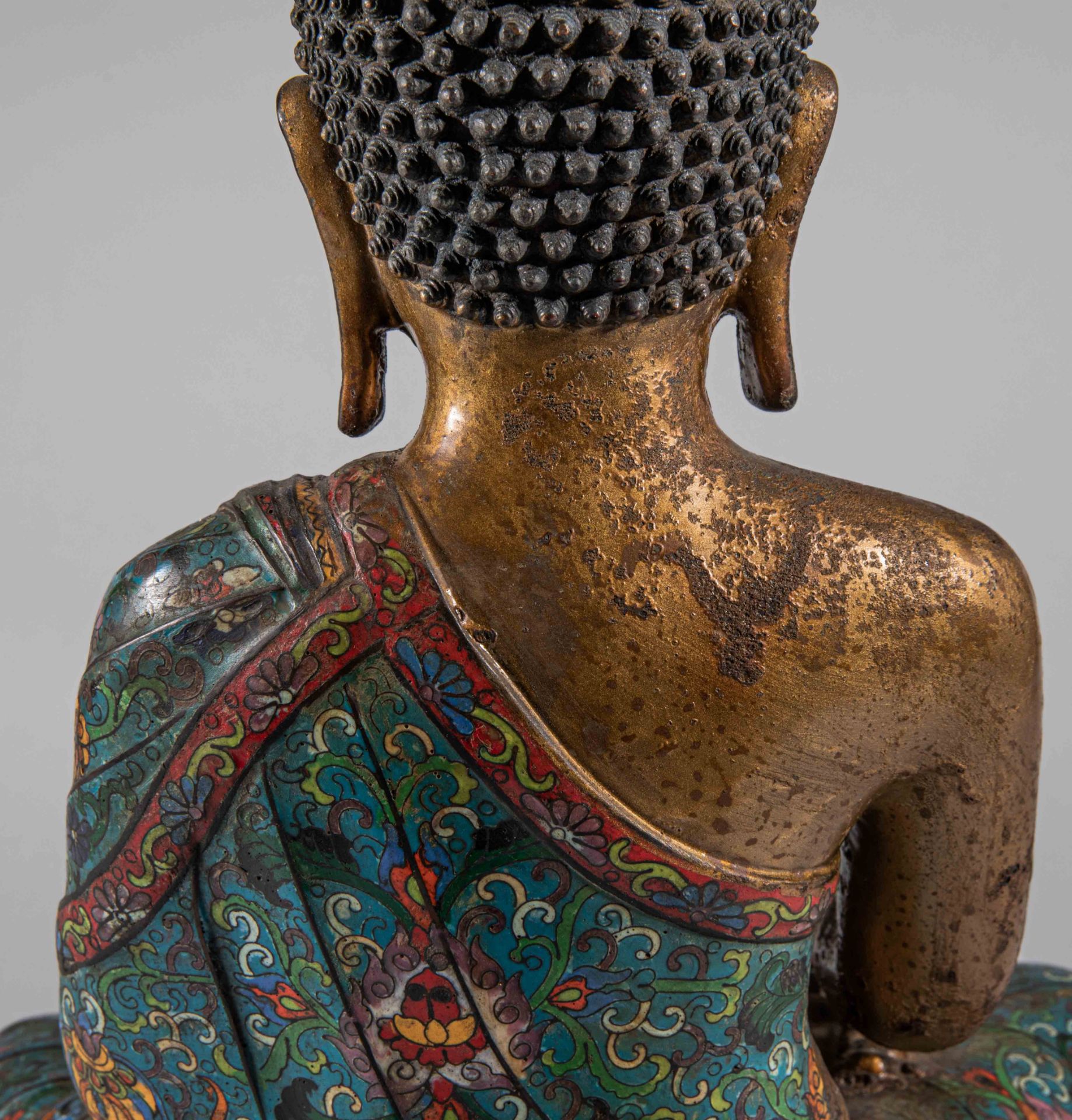 Chinese Qing Dynasty Cloisonne Buddha Statue - Image 13 of 15