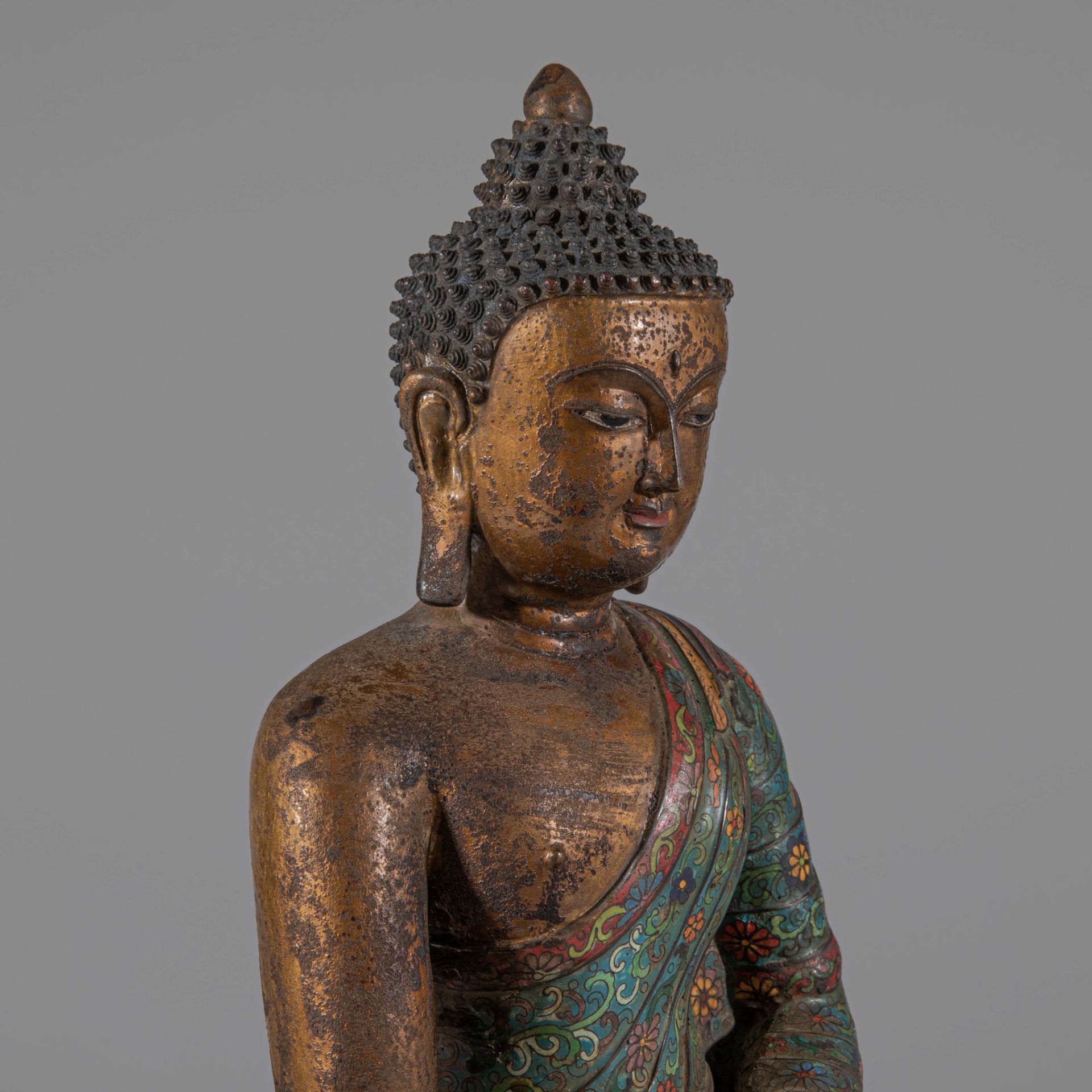 Chinese Qing Dynasty Cloisonne Buddha Statue - Image 9 of 15