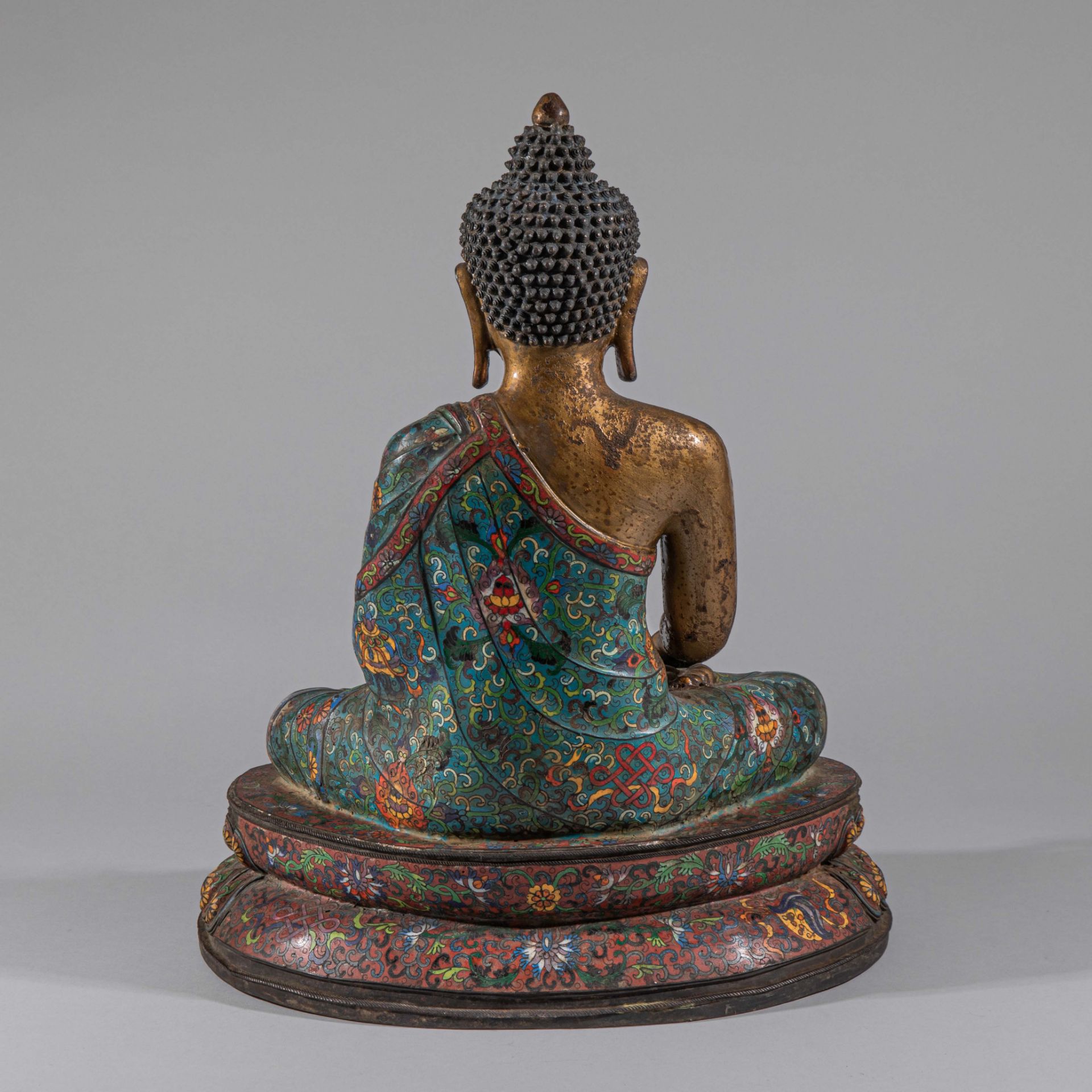 Chinese Qing Dynasty Cloisonne Buddha Statue - Image 10 of 15