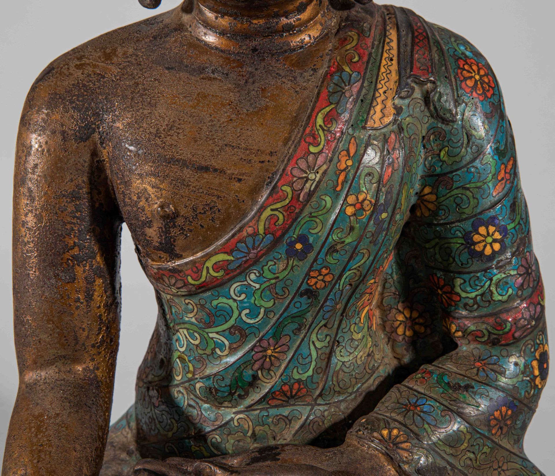 Chinese Qing Dynasty Cloisonne Buddha Statue - Image 6 of 15