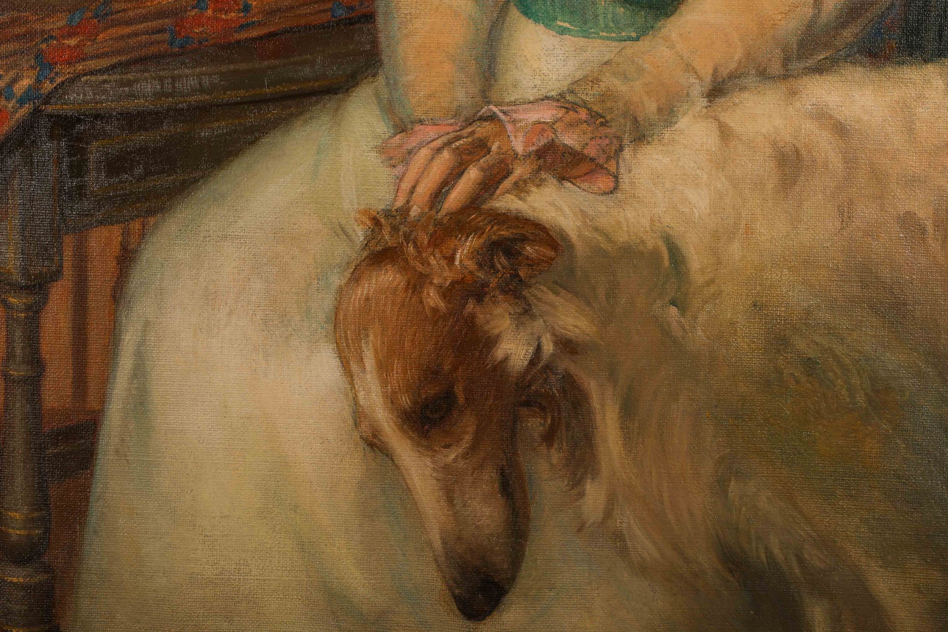 Women and Her Dog
Oil on canvas
（1876-1966，USA，by Joseph Mortimer Lichtenauer Jr） - Image 4 of 9