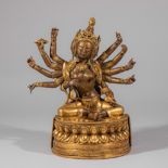 A Gilt Bronze Statue of Guanyin with Ten Arms, Qing Dynasty, China
