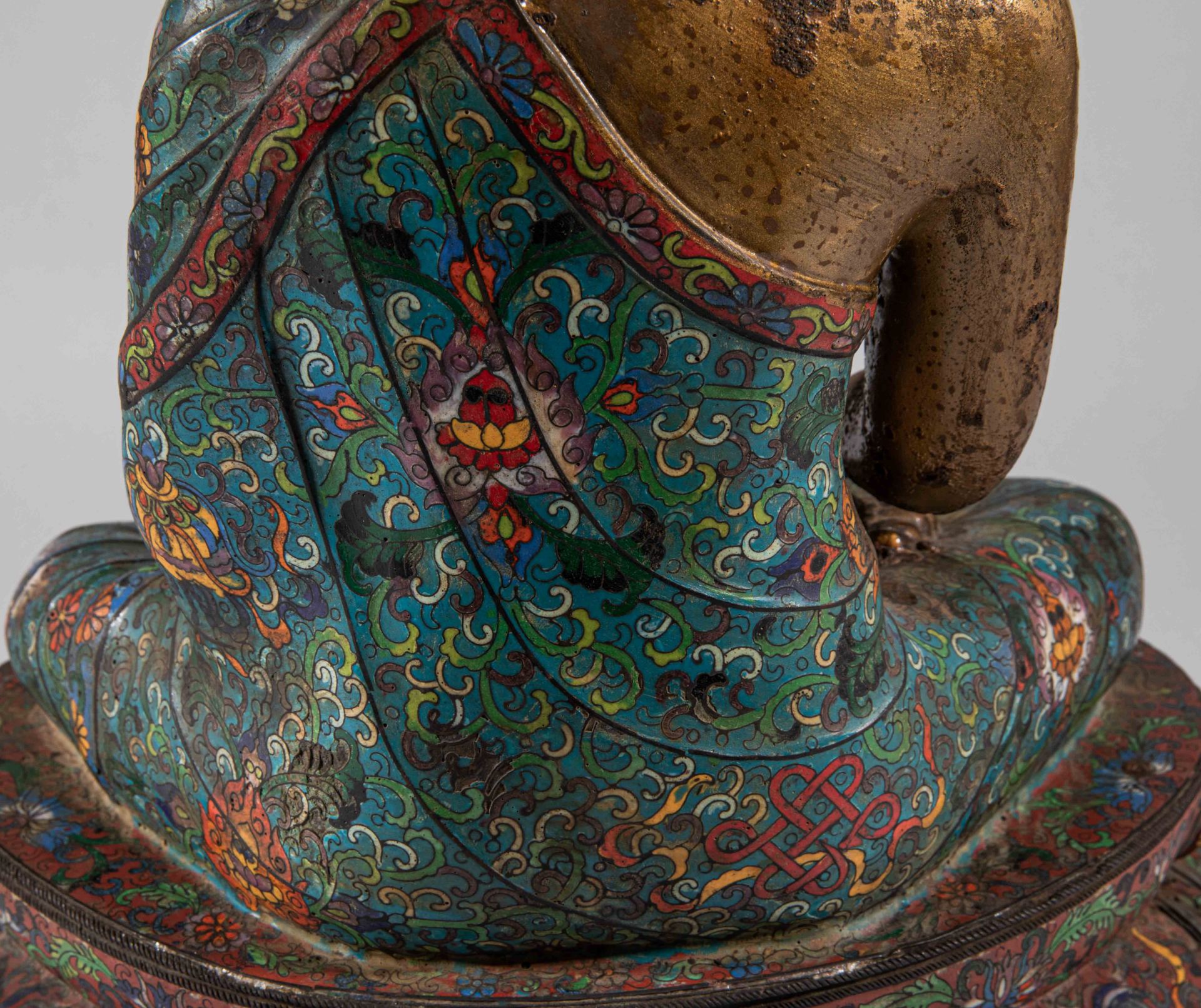 Chinese Qing Dynasty Cloisonne Buddha Statue - Image 12 of 15